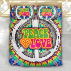 Hippie Peace Love Bedding Set Bed Sheets Spread Comforter Duvet Cover Bedding Sets