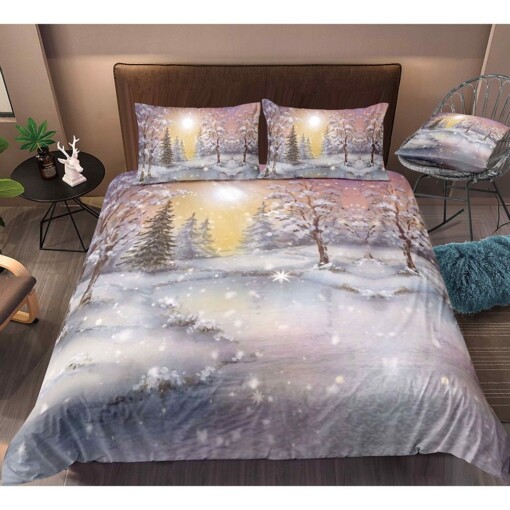Snow In The Winter Bedding Set Bed Sheets Spread Comforter Duvet Cover Bedding Sets