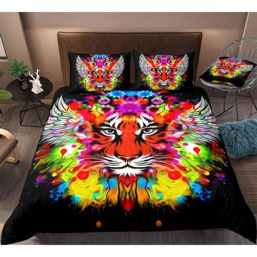 Colorful Tiger Art Pattern Bedding Set Bed Sheets Spread Comforter Duvet Cover Bedding Sets