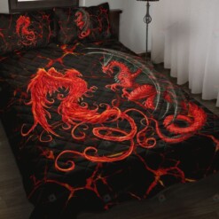 Dragon Lava Art Style Quilt Bedding Set