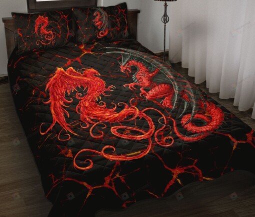 Dragon Lava Art Style Quilt Bedding Set