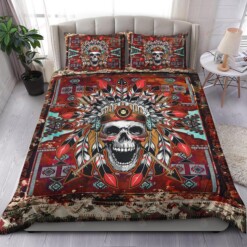 Chief Skull Native America Pattern Bedding Set Bed Sheets Spread Comforter Duvet Cover Bedding Sets