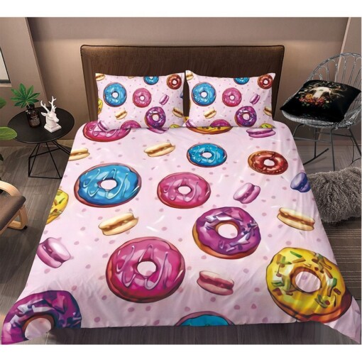 Donuts And Macaron Bedding Set Bed Sheets Spread Comforter Duvet Cover Bedding Sets