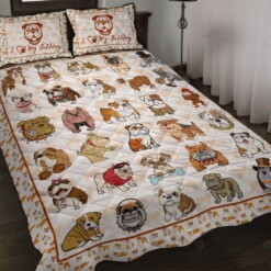 I Love My Bulldog Quilt Bedding Set