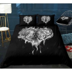 Skull Couple Black Bedding Set Bed Sheets Spread Comforter Duvet Cover Bedding Sets