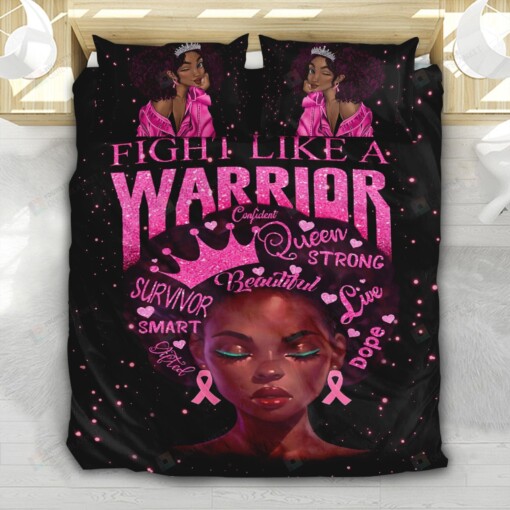 Black Girl And Brest Cancer Fight Like A Warrior Bedding Set Bed Sheets Spread Comforter Duvet Cover Bedding Sets