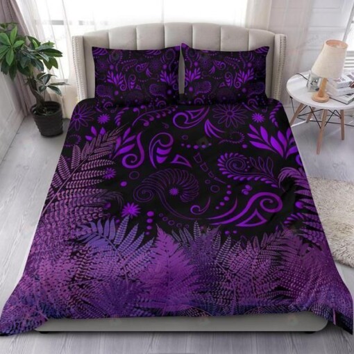 New Zealand Bedding Set Silver Fern Aotearoa Vibes Purple Bed Sheets Spread Comforter Duvet Cover Bedding Sets