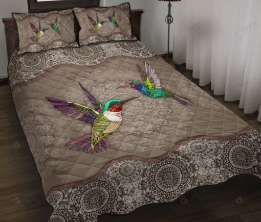 Couple Hummingbird Quilt Bedding Set