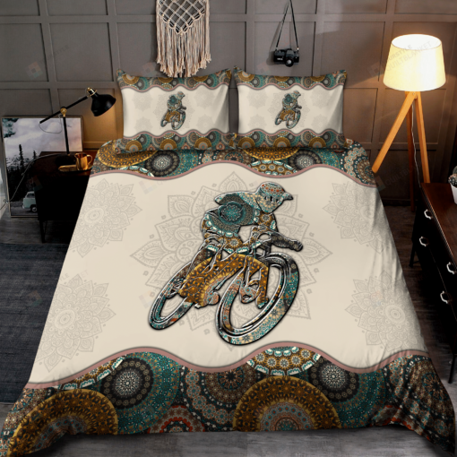 Biking And Mandala Pattern Bedding Set Bed Sheets Spread Comforter Duvet Cover Bedding Sets