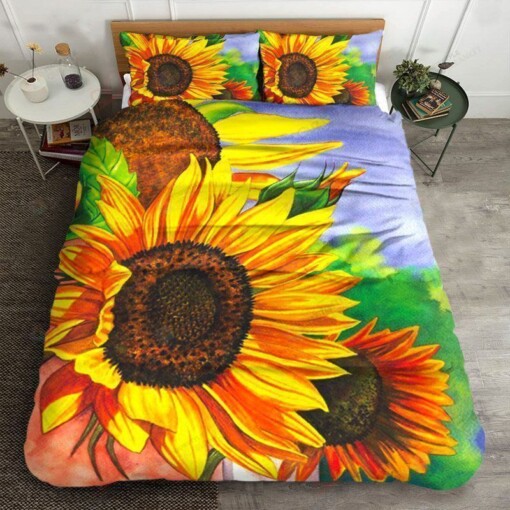 Sunflower Cotton Bed Sheets Spread Comforter Duvet Cover Bedding Sets