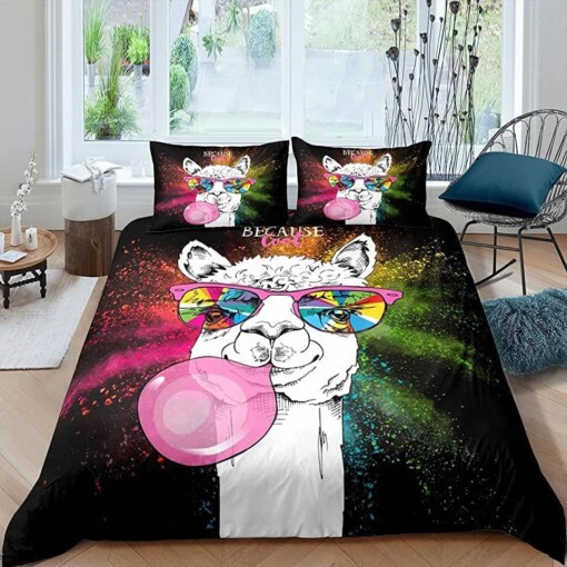 Alpaca With Colorful Pattern Bedding Set Bed Sheets Spread Comforter Duvet Cover Bedding Sets