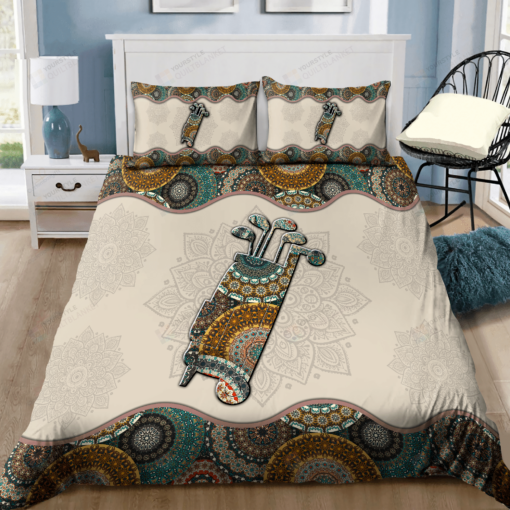 Golf And Mandala Pattern Personalized Baseball Bedding Set Bed Sheets Spread Comforter Duvet Cover Bedding Sets