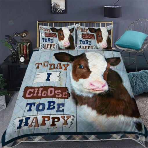 Cow Today I Choose To Be Happy Bedding Set Bed Sheets Spread Comforter Duvet Cover Bedding Sets