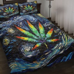 Vangogh Weed Artwork Quilt Bedding Set