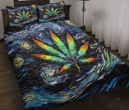 Vangogh Weed Artwork Quilt Bedding Set