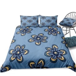 Flower Blue Bedding Set Bed Sheets Spread Comforter Duvet Cover Bedding Sets