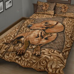 Dachshund Embossed Quilt Bed Sheets Spread Quilt Bedding Sets