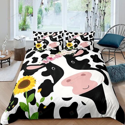 Lovely Dairy Cow Bedding Set Bed Sheets Spread Comforter Duvet Cover Bedding Sets