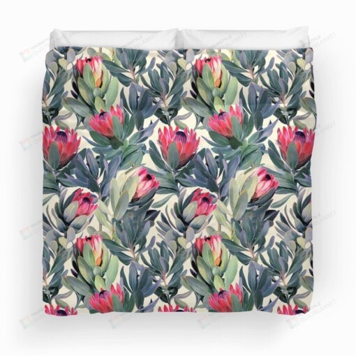 Painted Protea Pattern Duvet Cover Bedding Set