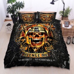 US Marine Corps Bedding , Avenge Me Skull Bed Sheets Spread Duvet Cover Bedding Sets