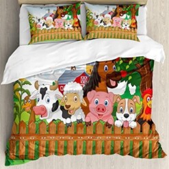 Lovely Farm Animals Bedding Set Bed Sheets Spread Comforter Duvet Cover Bedding Sets