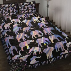 Elephant Hologram Style Quilt Bedding Set