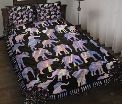 Elephant Hologram Style Quilt Bedding Set
