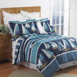 Sailboat Cotton Bed Sheets Spread Comforter Duvet Cover Bedding Sets