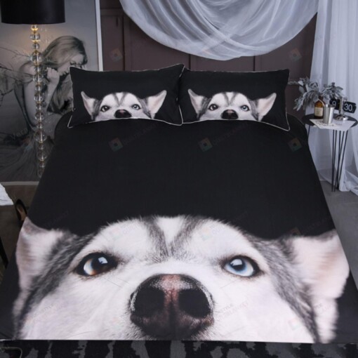 Huskey Cute Black Bedding Set Bed Sheets Spread Comforter Duvet Cover Bedding Sets