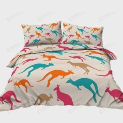 Coloured Kangaroo Silhouettes Bedding Set (Duvet Cover & Pillow Cases)