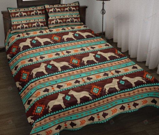 Pitbull Motif Boho Quilt Bedding Set