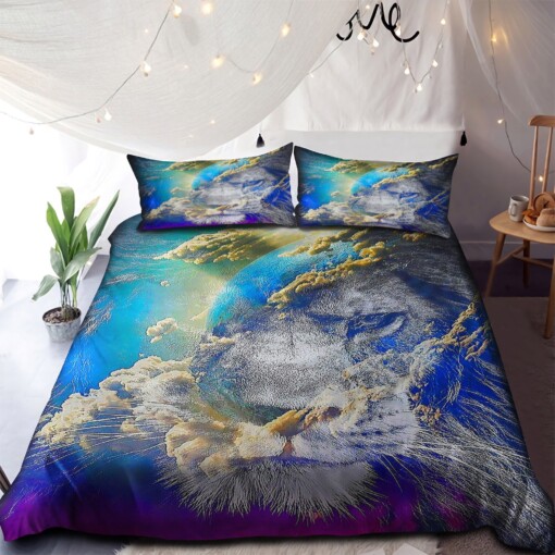 Lion Galaxy Bedding Set Cotton Bed Sheets Spread Comforter Duvet Cover Bedding Sets