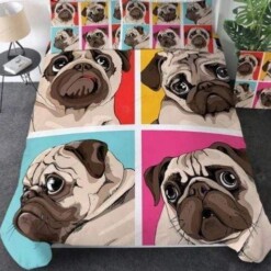 Four Pugs Duvet Cover Bedding Set