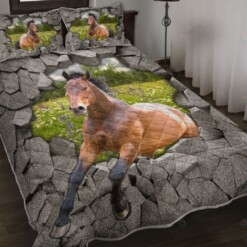 Horse Broken Concrete Wall Quilt Bedding Set