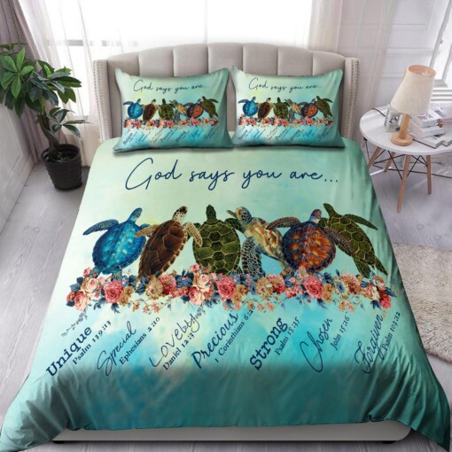 Turtles God Says You Are Bedding Set Cotton Bed Sheets Spread Comforter Duvet Cover Bedding Sets