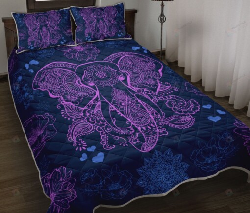 Elephant Mandala Flower Quilt Bedding Set