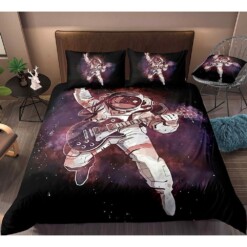 Astronaut Play Guitar Bedding Set Bed Sheets Spread Comforter Duvet Cover Bedding Sets