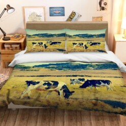 3D Cow Eating Grass Bedding Set Bed Sheets Spread Comforter Duvet Cover Bedding Sets