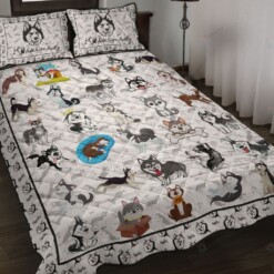 I Love Siberian Husky Quilt Bedding Set