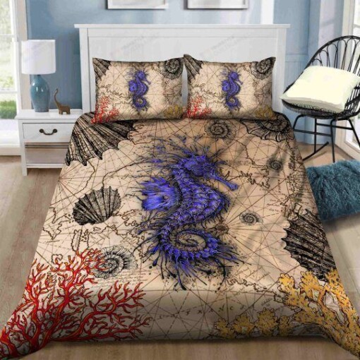 Seahorse Cotton Bed Sheets Spread Comforter Duvet Cover Bedding Sets