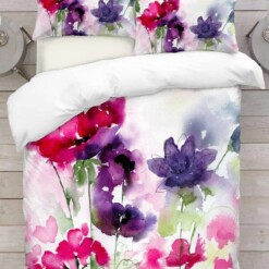 Watercolor Floral Pattern Bedding Set Cotton Bed Sheets Spread Comforter Duvet Cover Bedding Sets