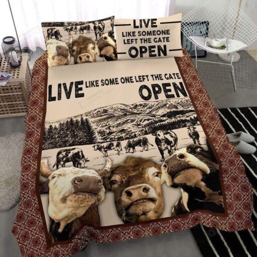 Cows Live Life Someone Left The Gate Open Bedding Set Bed Sheet Spread Comforter Duvet Cover Bedding Sets