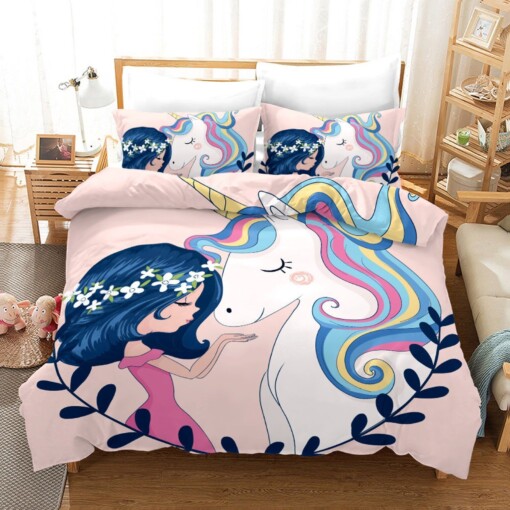 Unicorn And Girl Bedding Set Bed Sheets Spread Comforter Duvet Cover Bedding Sets