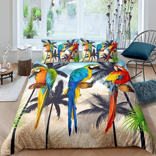 Parrot In Tropical  Beach Bedding Set Bed Sheets Spread Comforter Duvet Cover Bedding Sets