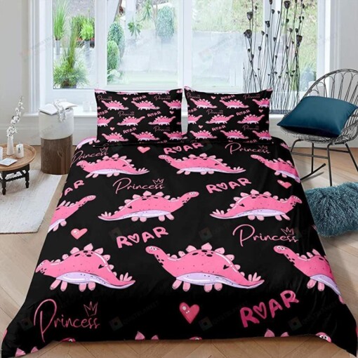 Pink Dinosaur Princess Bed Sheets Duvet Cover Bedding Sets