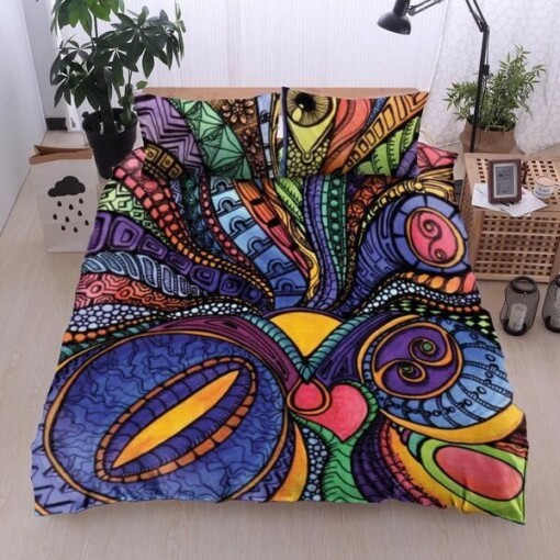 Happy Colors Hippie Bedding Set Bed Sheets Spread Comforter Duvet Cover Bedding Sets