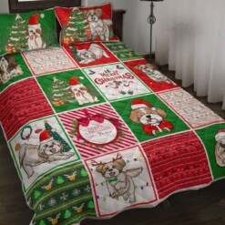 Shih Tzu Dog Christmas Quilt Bedding Set