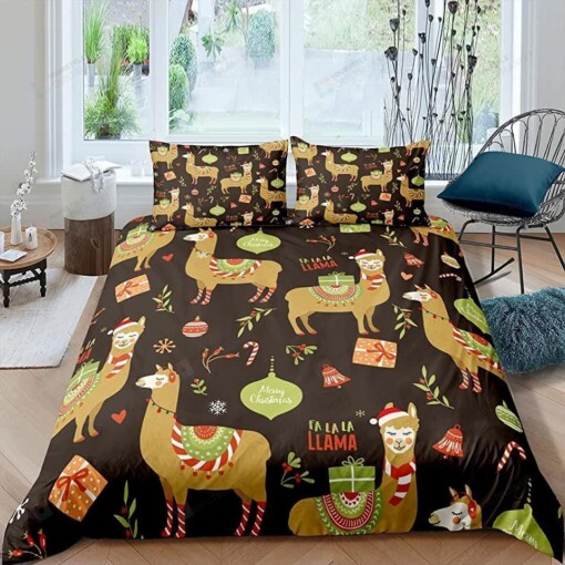 Llama Mery Christmas Bedding Set Bed Sheets Spread Comforter Duvet Cover Bedding Sets