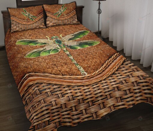 Dragonfly Bamboo Basket Style Quilt Bedding Set