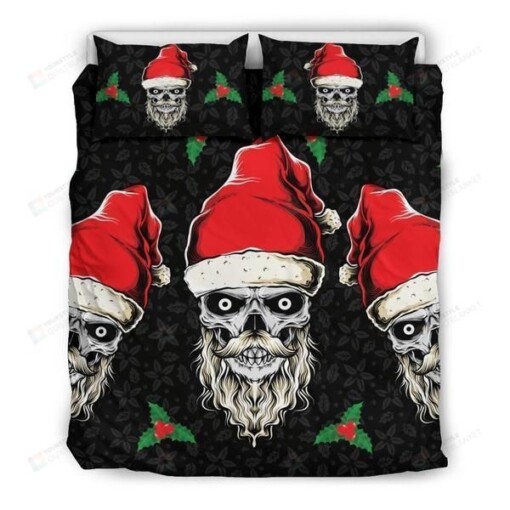Evil Christmas Skull Santa Bedding Set Bed Sheets Spread Comforter Duvet Cover Bedding Sets